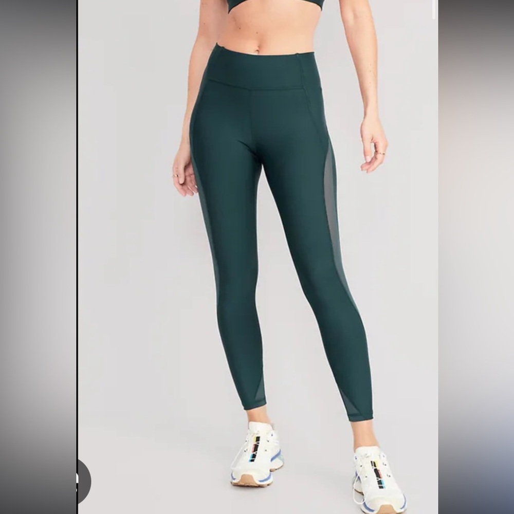 Old Navy Dark Teal Mesh Panel Leggings XS Petite